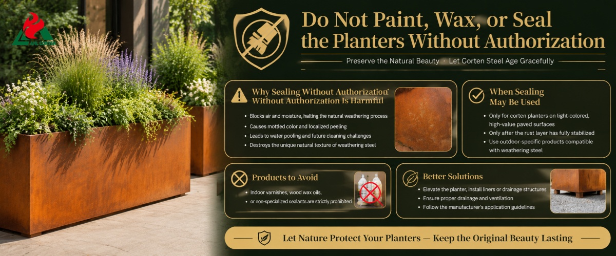 corten rectangular planters 